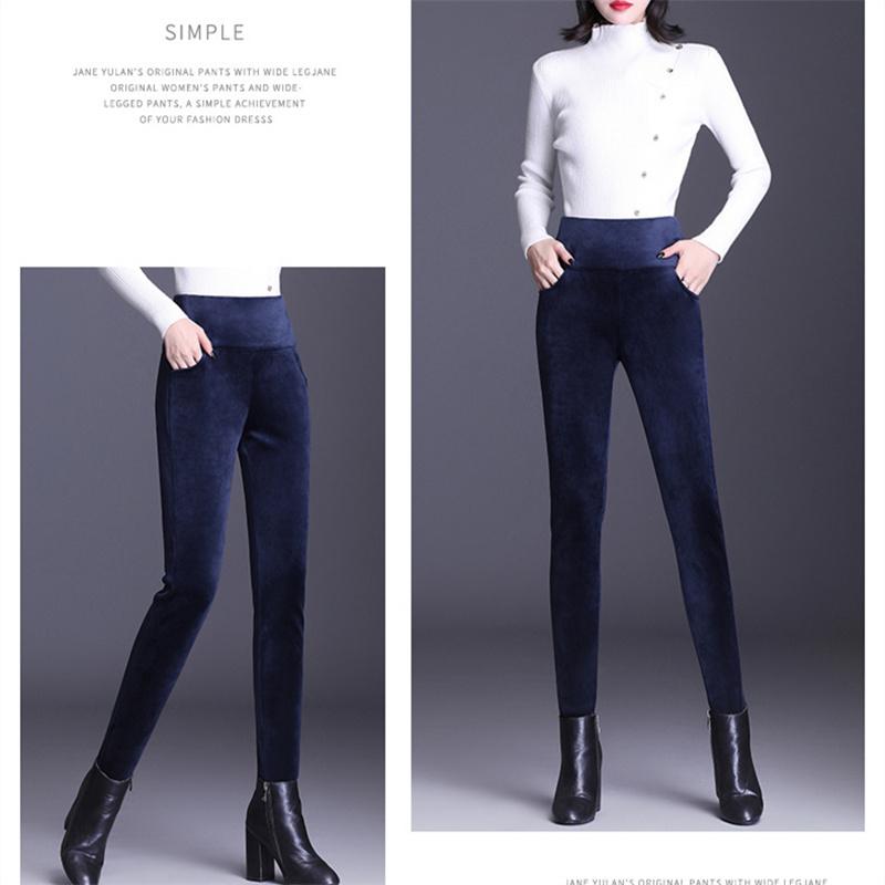 Autumn Winter Skinny Jeans Women High Waist Plus Velvet Stretch Denim Trousers Vintage Korean Patchwork Thick Pencil Pants Warm