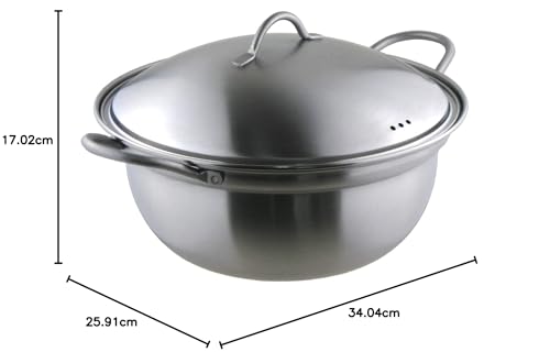 Nagao Tsubame-Sanjo IH-Compatible Stainless Steel Tabletop Pot, 24cm, YOSENABE, Made in Japan