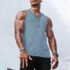 Men's Summer Sleeveless Solid Color Camisole Sports Casual Elastic Vertical Round Neck Top