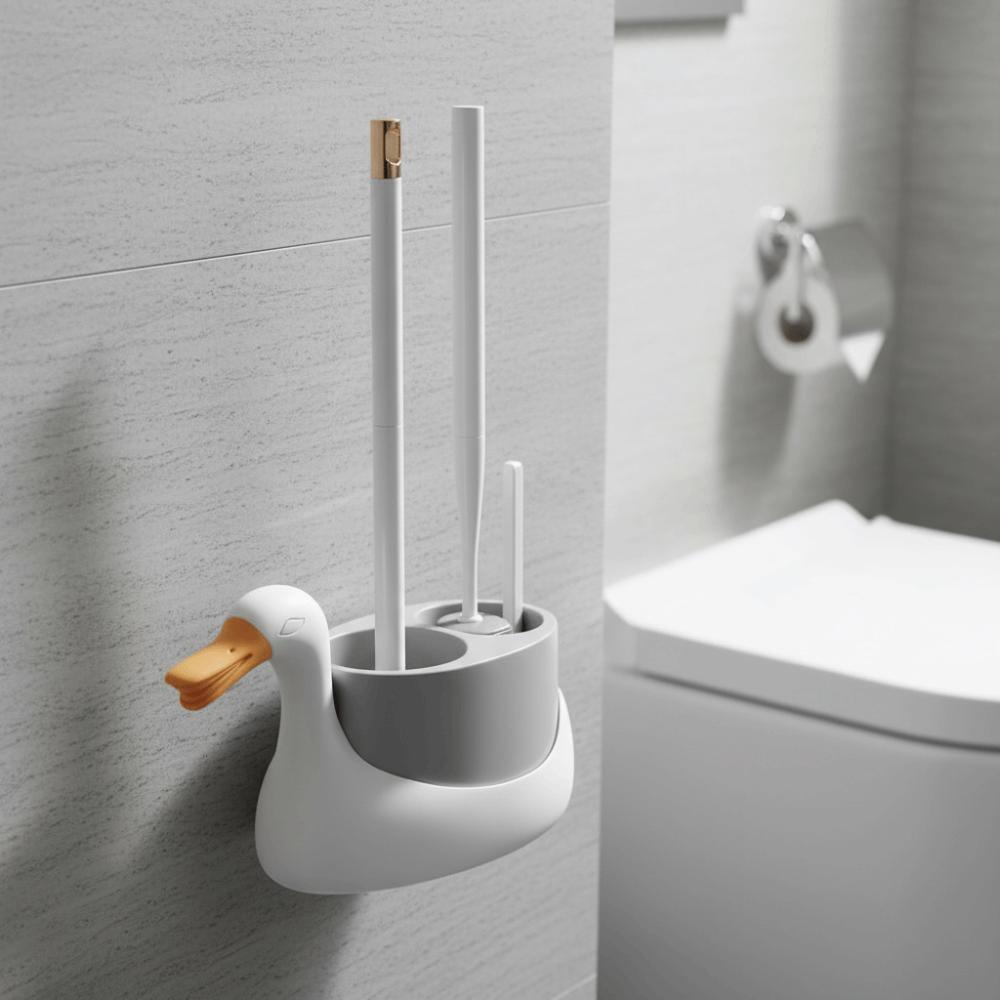 White Grey Color Toilet Brush Soft Rubber Brush Head Toilet Cleaner  Bathroom Cleaning