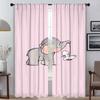 Elephant Carton Window Curtain for Room 2 Panel Shades Partition Anti-mosquito Curtains Home Interior Curtains Living Kitchen