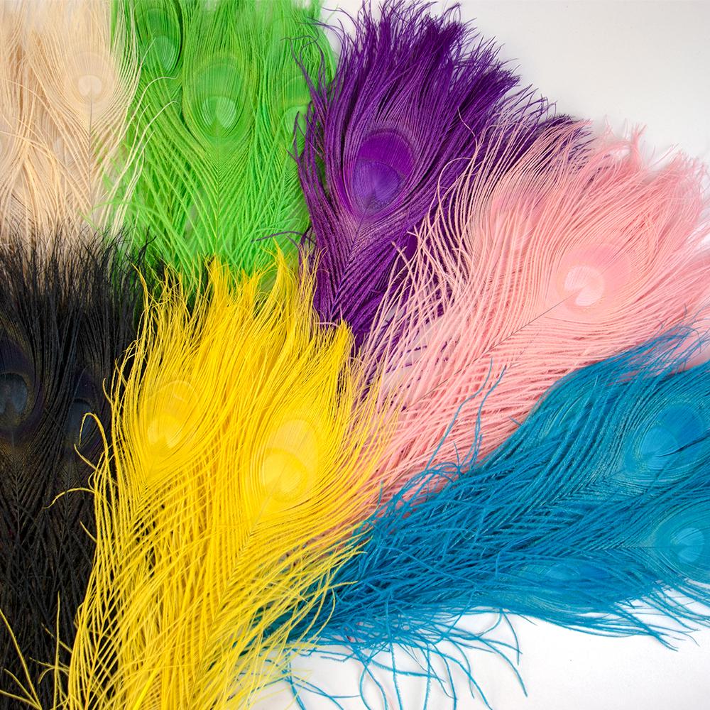 Dyed Peacock Feather 25-30cm for DIY Craft Vases Creative Hat Costume Party Wedding Carnaval Holiday Floral Decoration
