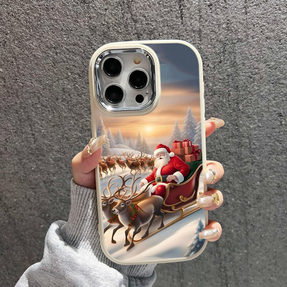 N103 Neujahr Frohe Weihnachten Design Art Weiche Telefonhüllen für iPhone 16 Pro Xiaomi 11 Lite Redmi 13C Note 11s Plating Rahmen Kameraschutz Rückseite