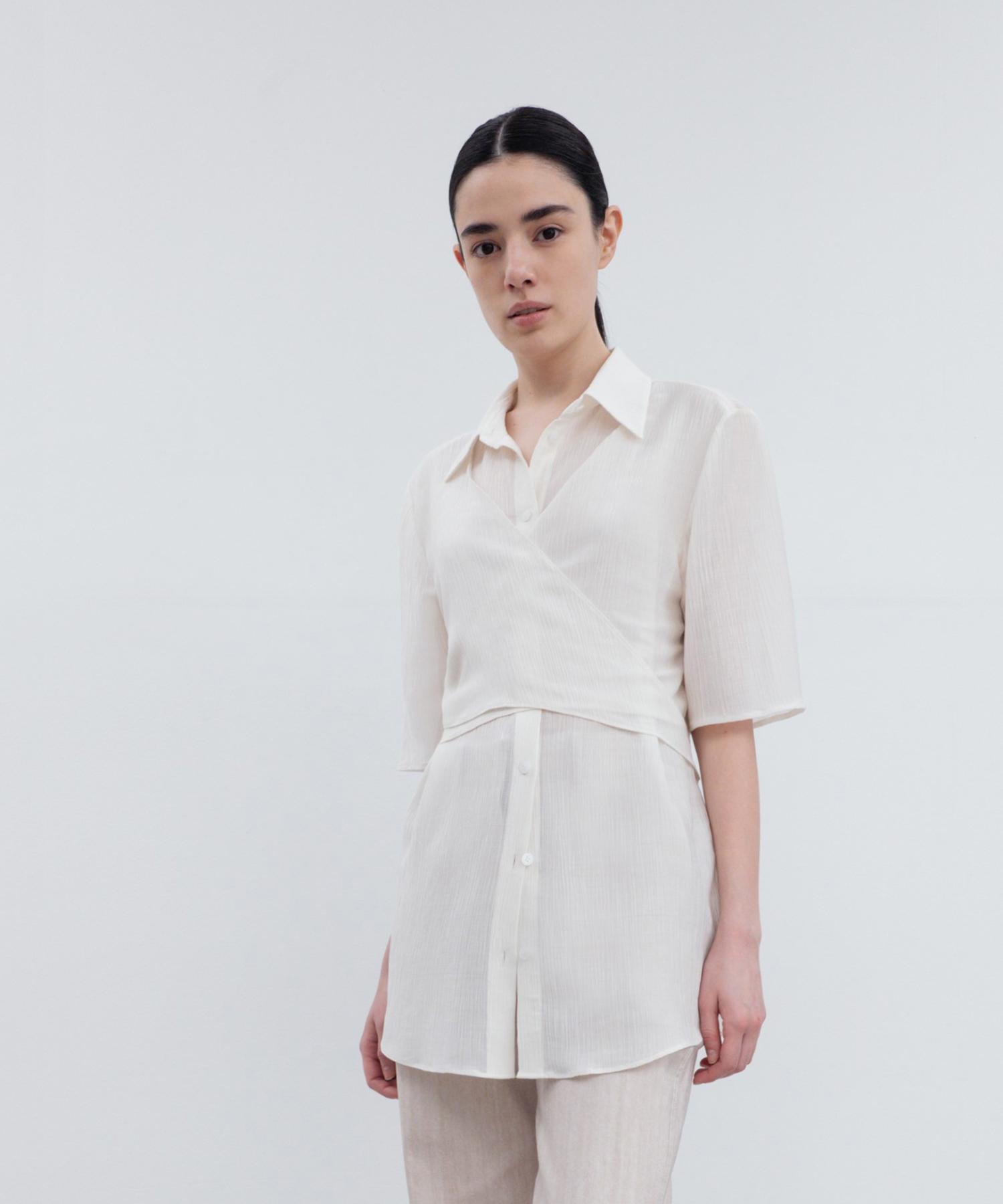 Rie Wrap Waist Shirred Blouse Wh White/S_M
