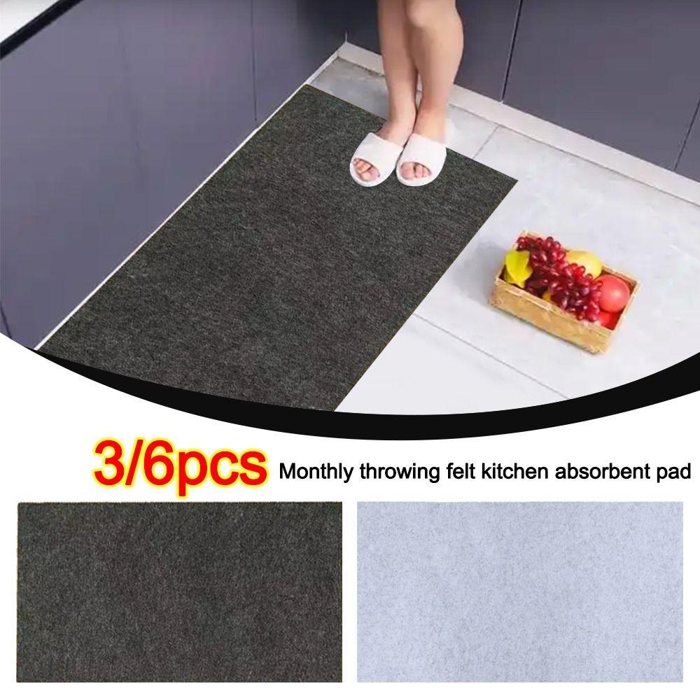 3/6Pcs Non-Slip Disposable Kitchen Floor Mat Wear-resistant Oil Proof Kitchen Rug Non Washable Thick Absorbent Door Mats