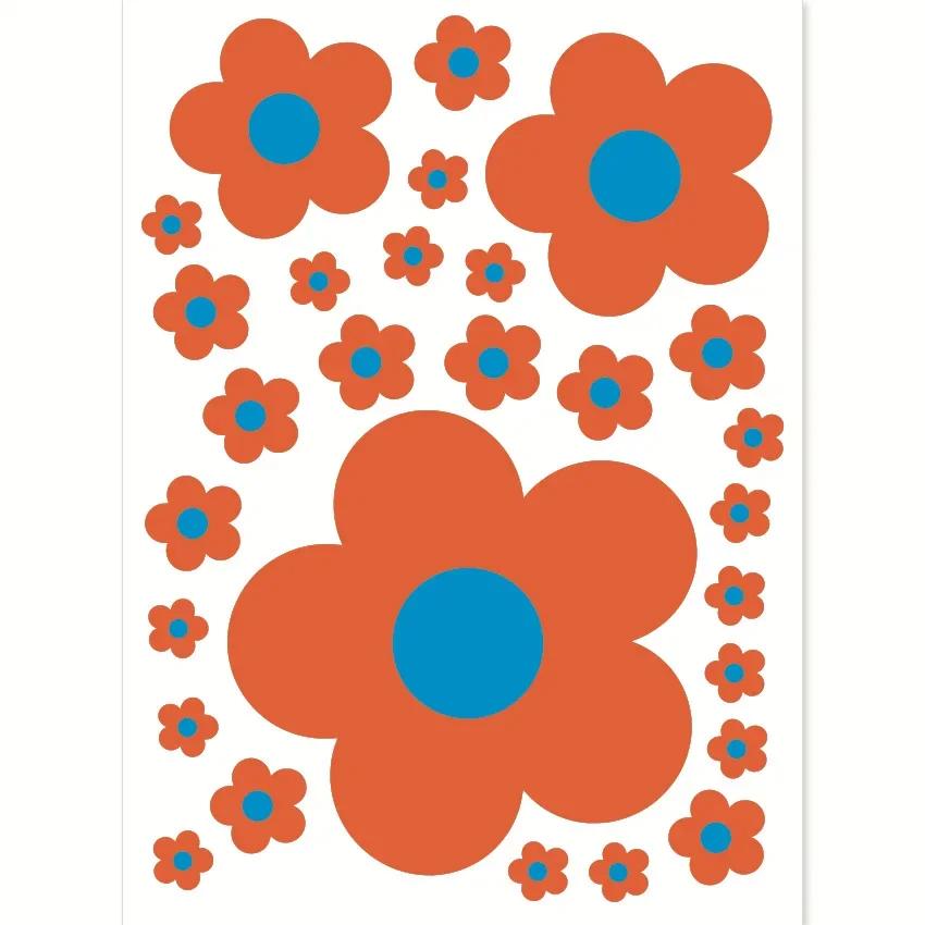 Colorful Flower Wall Sticker for Car Glass Baby Room Wall Decals Living Room Children Home Decor Bedroom Decoration 1Pcs Cartoon