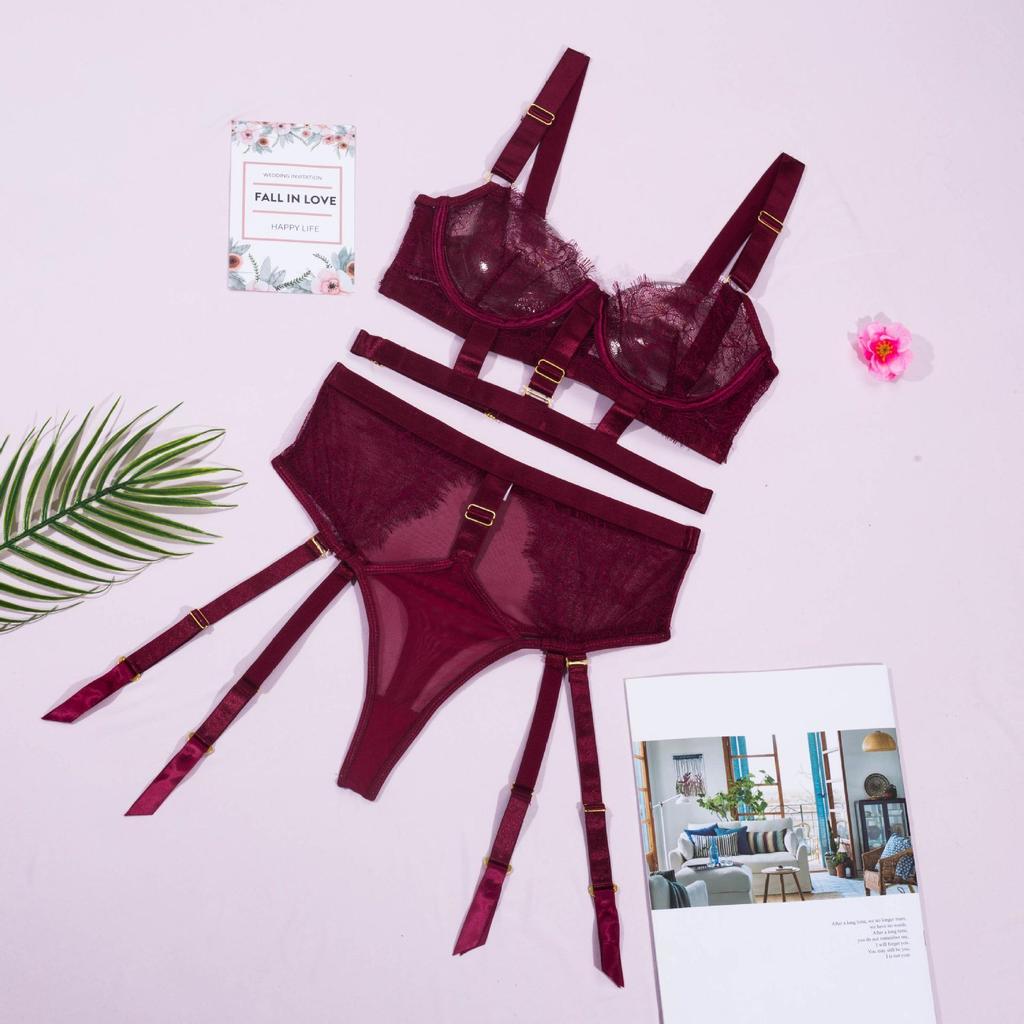 Sexy Eyelash Lace Lingerie Set: Camisole & Body Shaping Split for Women