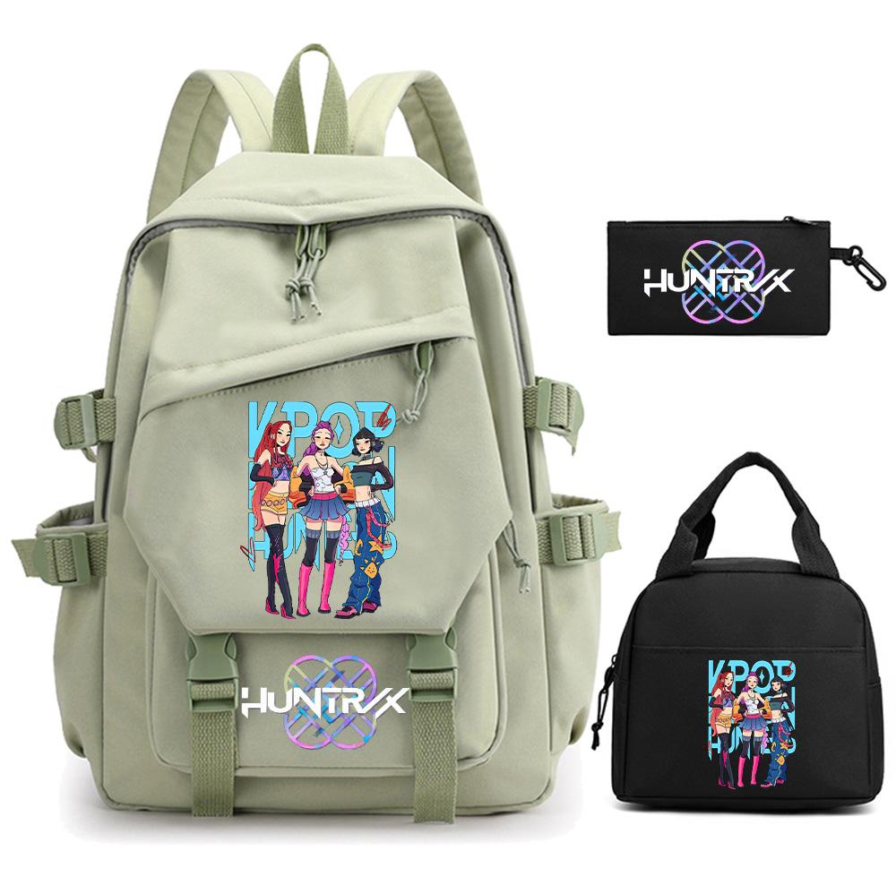 3 st/set Tecknad Kpop Demon Hunters Tryckt Ryggsäck för Tonårspojke Flicka Stor Kapacitet Skolväska Barn Student Bokväska Kvinnor Resväska