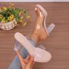 Sandale transparente cu toc înalt pentru femei  Vară  Papuci de exterior  Papuci cu toc înalt din cristal Sandale de damă