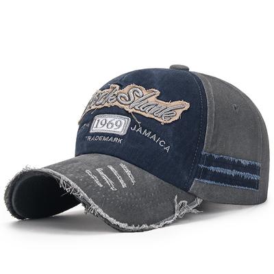 Perforated Flanged Washed and Aged Baseball Hat Embroidered Digital Five-piece Sunshade Baseball Hat