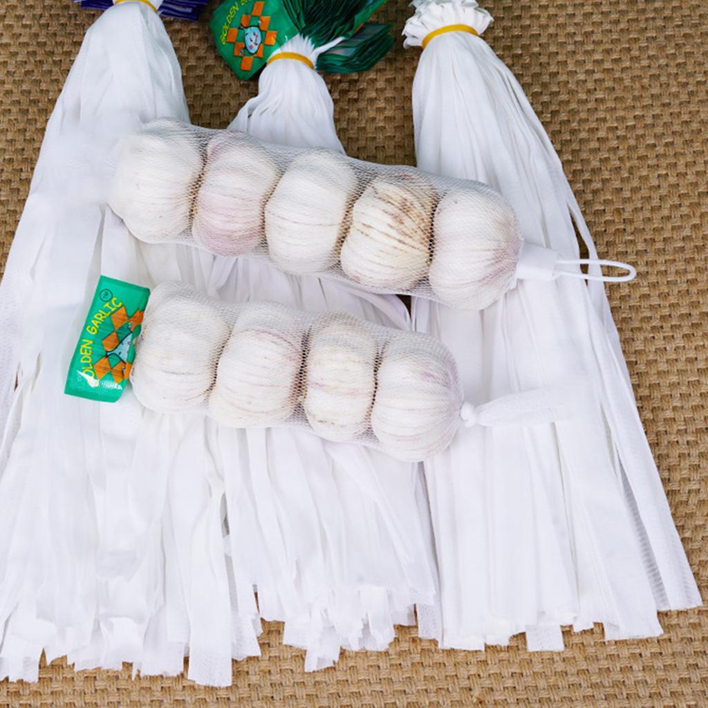 100PCS Garlic Ginger Mesh Storage Bags Breathable Mesh Ginger Garlic Onion Vegetable Drying Net Organization with Drawstring