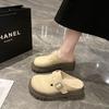 British Style Single Shoes Women's Popular Spring New Bag Head Half Slippers Women's Platform Belt Buckle Fashion Casual Women's Shoes