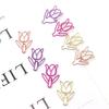 24pcs Creative Colorful Mixed Tulip-Shaped Paper Clips, Office Sorting Clips, Metal Unusual Curved Pins - Student Supplies