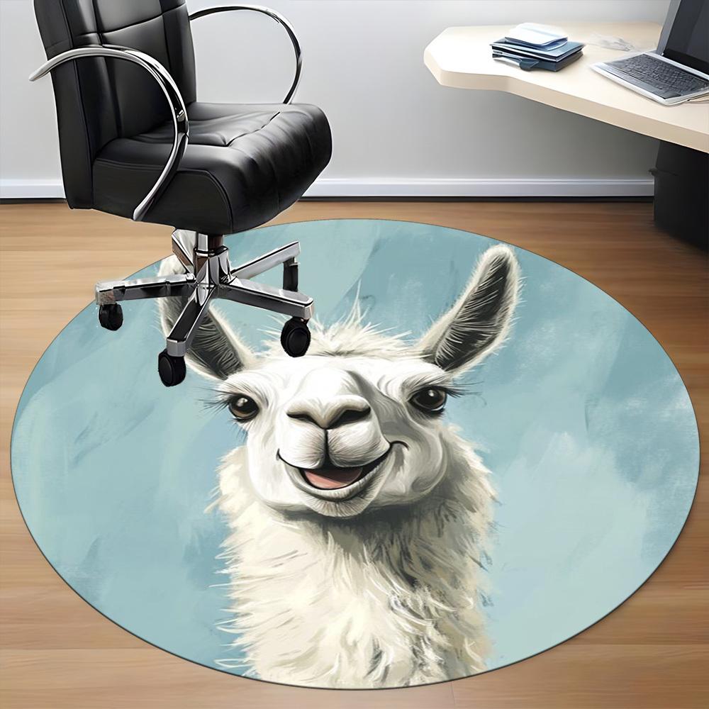 1pc Llama Art Print Chair Carpet for Office, Soft, Non-Slip Polyester Mat, Office, Living Room, Bedroom, Durable Polyester Yy251207151