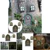 Fairy Miniature 4pcs Tree Door Window Door Glow Gnome Elf Home Sculpture Statues