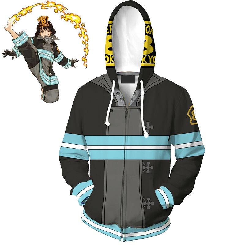 Anime Enn Enn No Shouboutai Fire Force sweat à capuche Firesoldier veste manteau Costumes