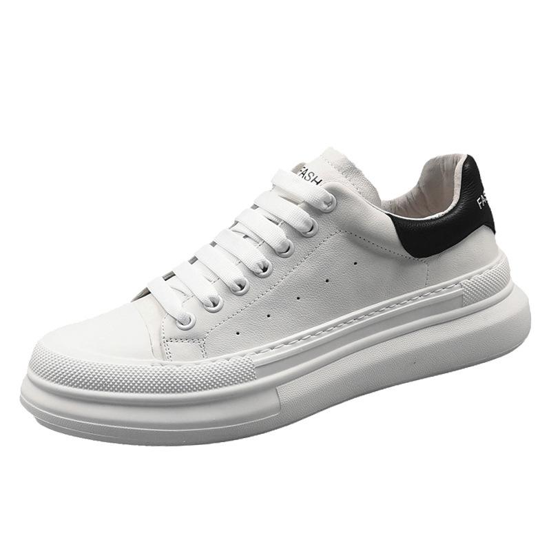 Fashion Men'S Genuine Leather Little White Shoes Men'S First-Layer Cowhide Single Shoes Korean Version Of Trendy Casual Shoes Versatile Board Shoes