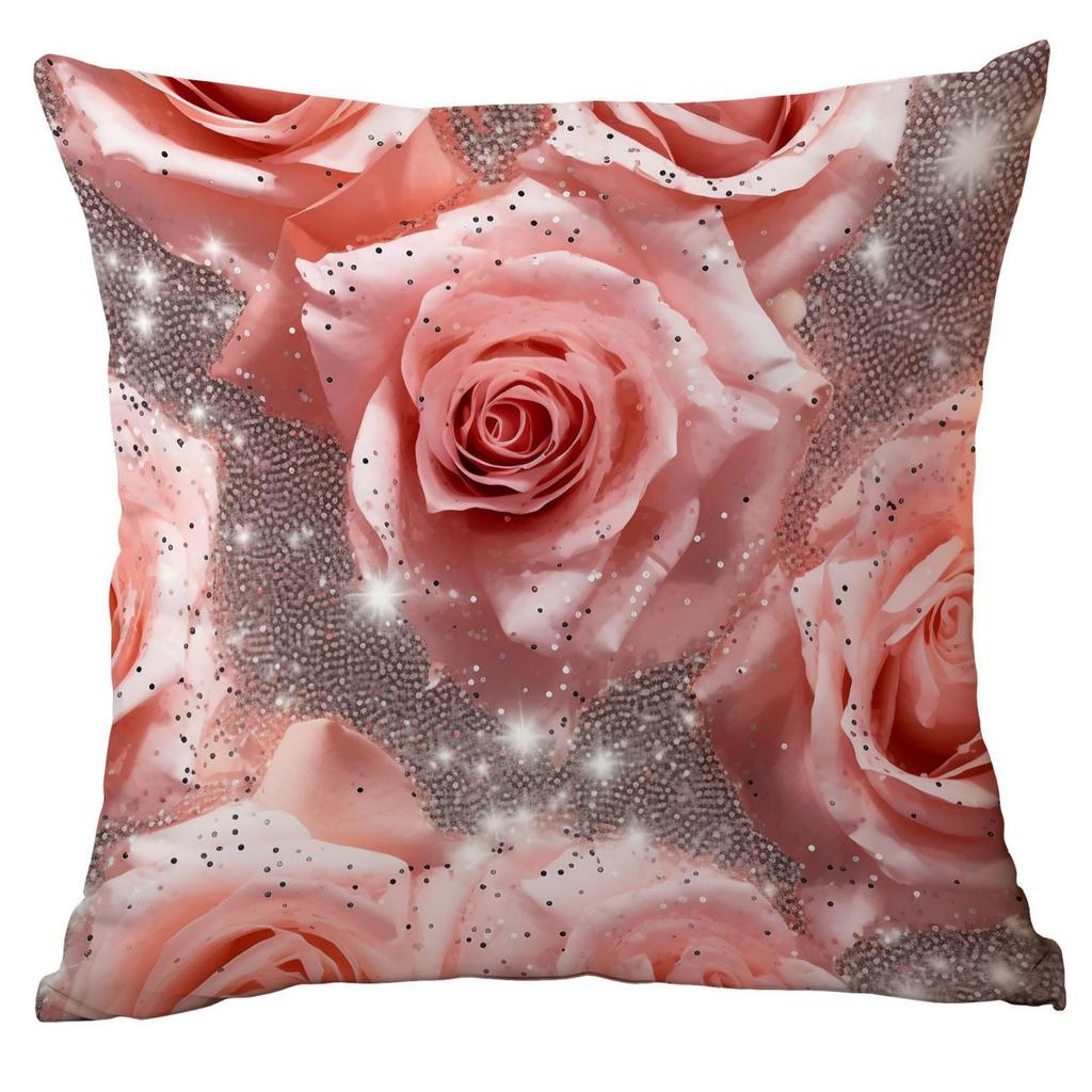 New Spring Flower Pink Rose Pillowcase Home Living Room Sofa Cushion Pillowcase