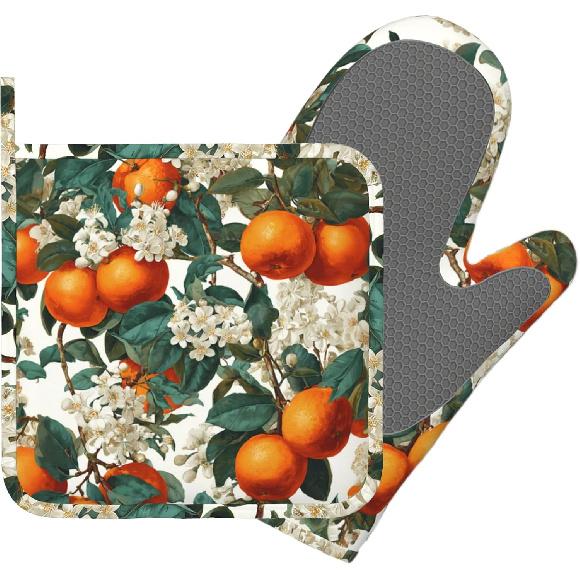 Day of The Dead Oven Mitt and Pot Holder with Silicone Heat Resistant Kitchen for Cooking BBQ Baking Grilling Cooking Protection