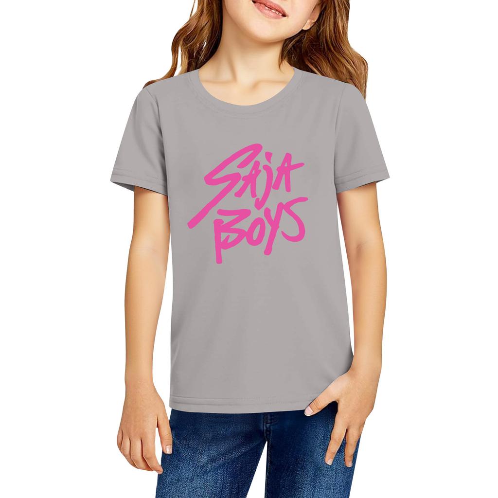 Fashionable Round Neck Short Sleeve Work Clothes Printed Tops For KID Summer Tops