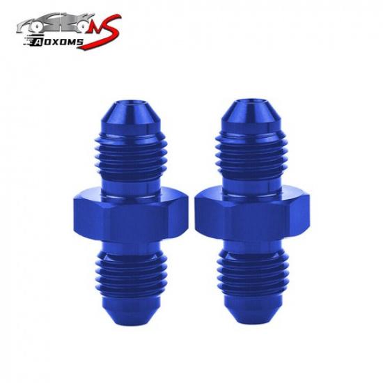 2Pcs 4AN to 4AN Male Flare Coupler Union Straight Fuel Hose Adapter Fitting Blue