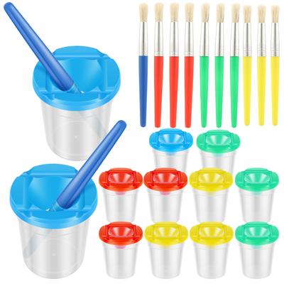 5/12 Pcs Spill Proof Paint Cups Painting Pen Wash Cup DIY Art Graffiti Paint Pen Wash Bucket with Brushes for Arts and Painting