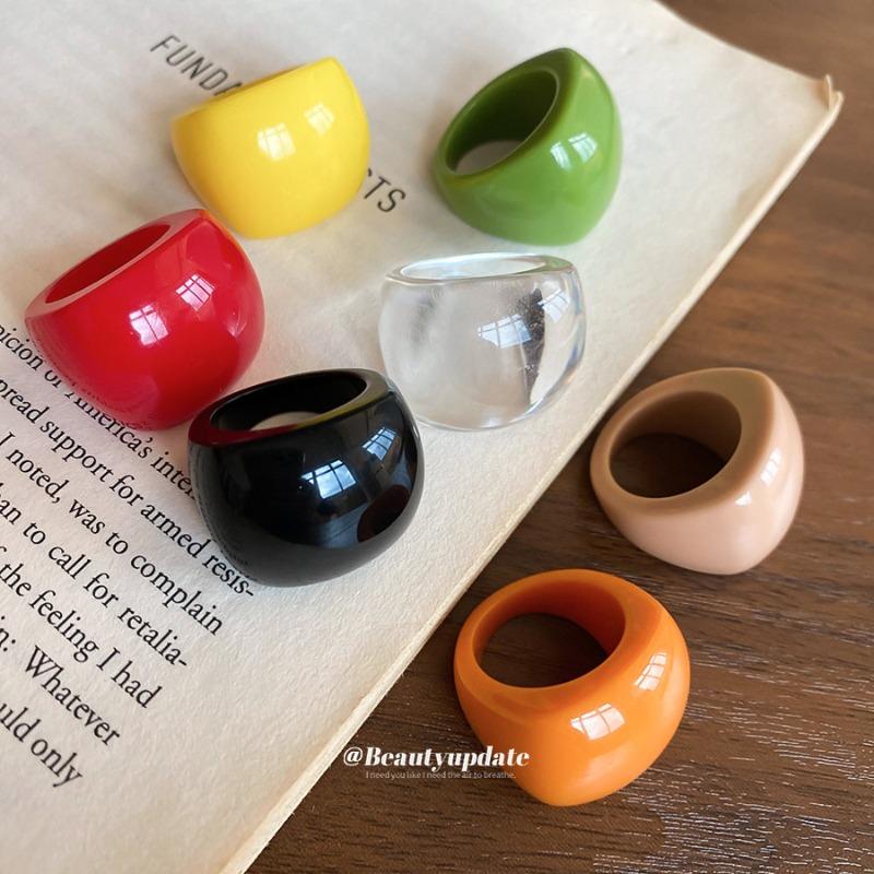 Anello ovale geometrico in resina dopaminica - anello per dito indice fresco stile mori girl