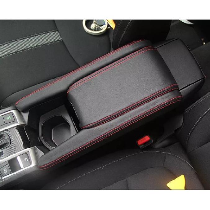 PU Leather Armrest Box Cover Pad Skin Fit For Honda Civic 2016- Black