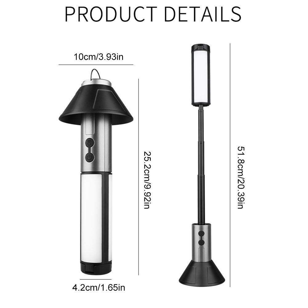 3000mAh Telescopic Portable Flashlight Rechargable Lantern Light Camping Lamp for Camping Hiking Fishing