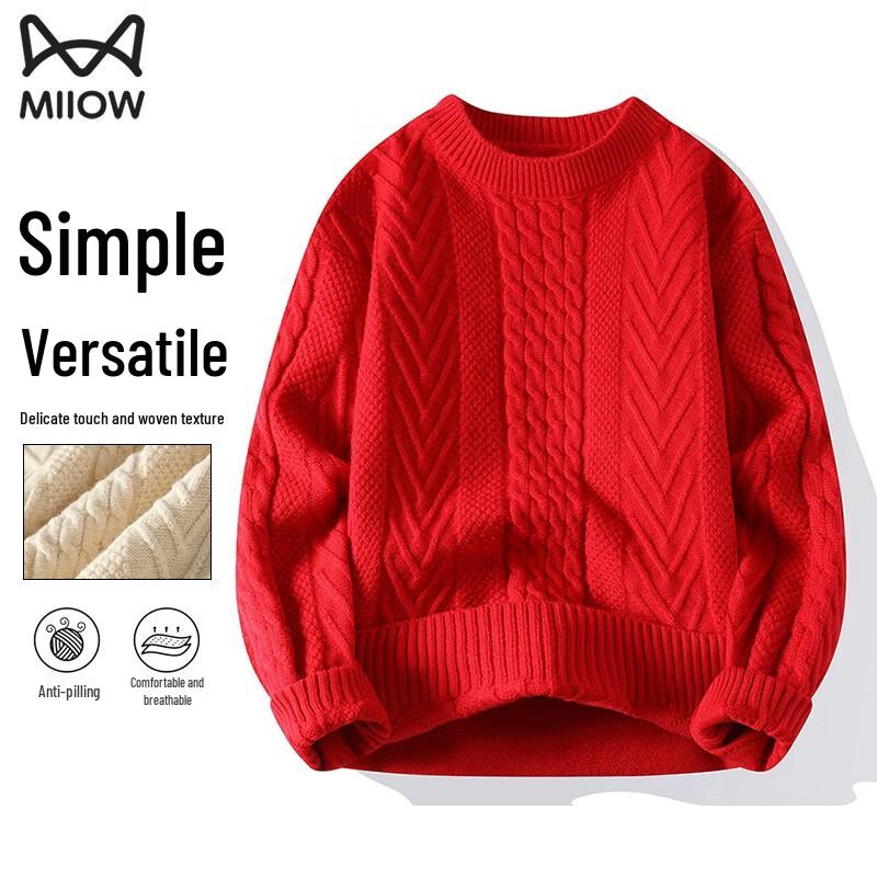 MiiOW Men s Round Neck Thermal Sweater 4XL