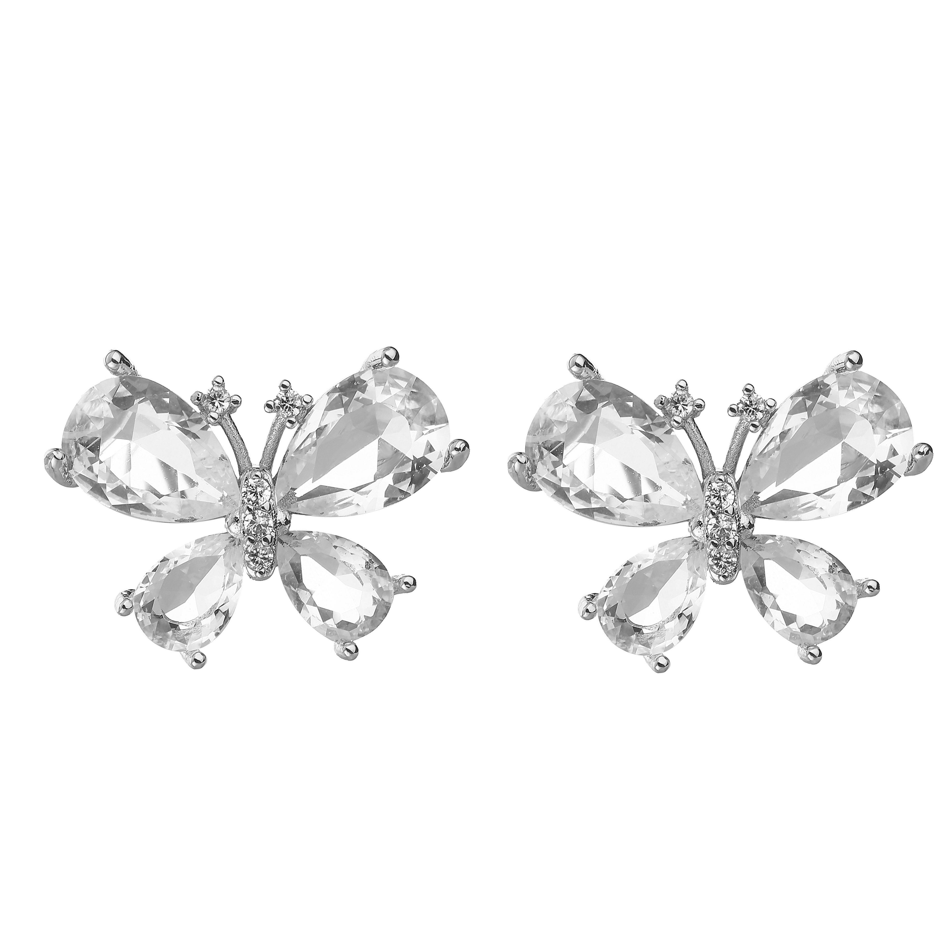

HECHENG,Brass AAAAA Zircon Earrings For Women Exquisite Zircon Colorful Butterfly Earrings Studs Romantic 18K Plated Zircon