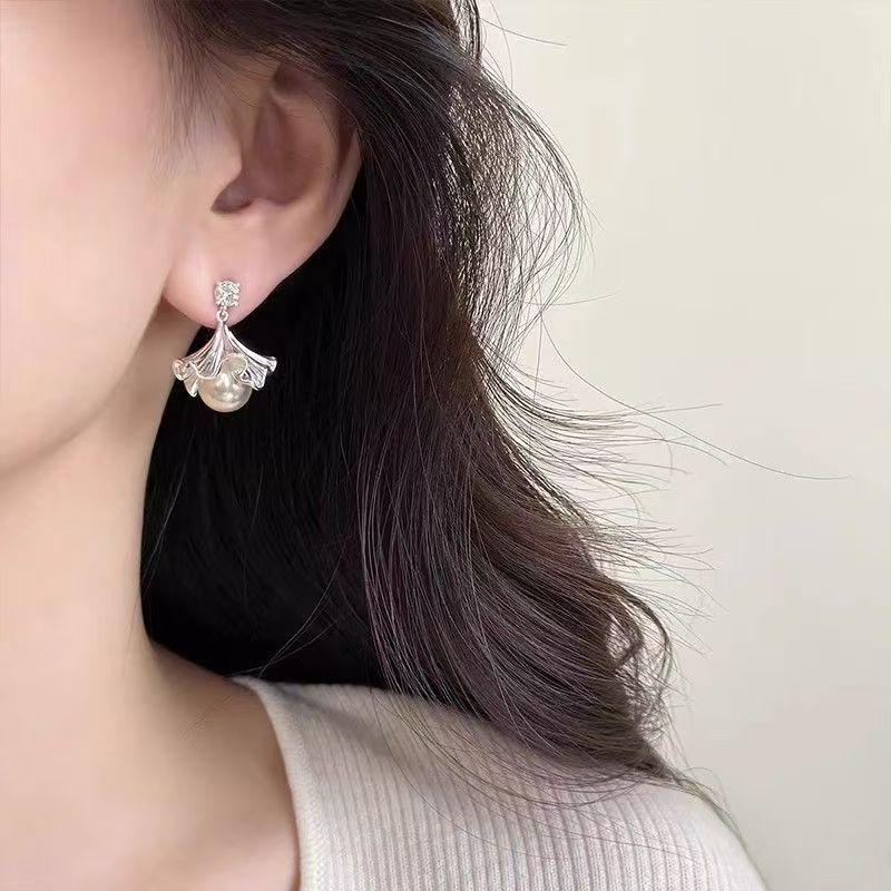 Elegante Ginkgoblatt-Perlen-Quastenohrringe - Damen-Luxusmode