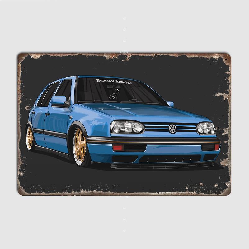 VW GT2 53B MK1 BBS MK3 Trabant 601 Oldtimer Wandkunst Poster Metall Innenbereich Heimwanddekoration Blechschild Dekoration Raumdekoration