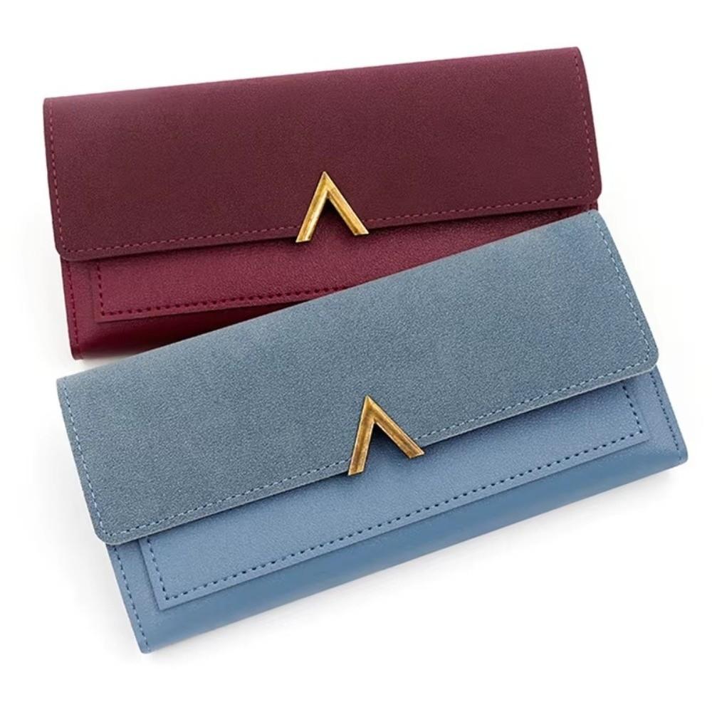 Fashion Accessory PU Wallet Card Holder Tri-Fold Moneybags Multi-card Slot Hasp Closure Long Purses Women