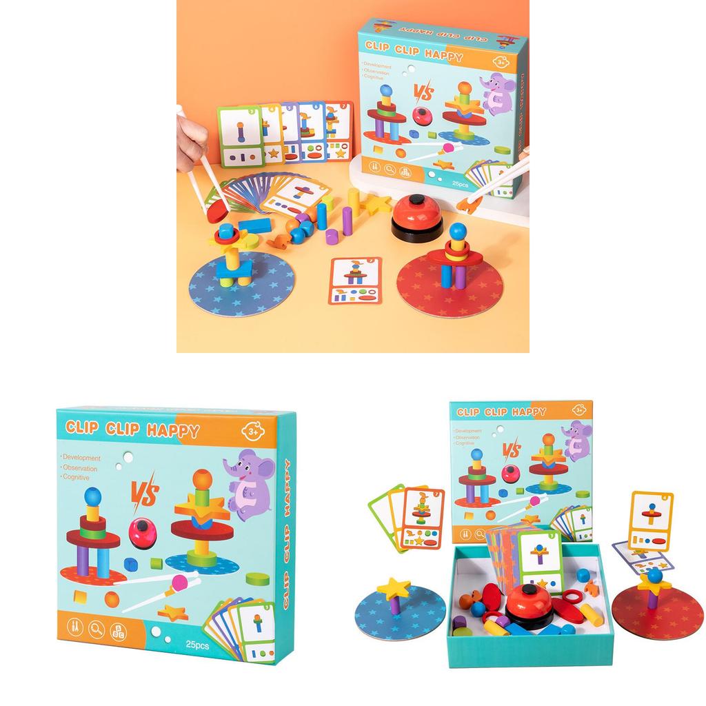 Wooden Stacking Puzzle Set For Kids Ages 3 To 6 With Large Blocks And Family Play