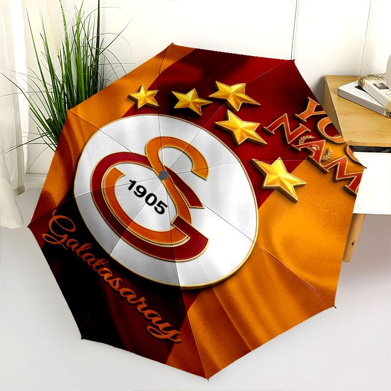 1 PC Automatic Folding Umbrella - Galatasaray S Custom Name Pattern, Portable & Foldable Design with 8 Ribs, Christmas Birthday Gifts