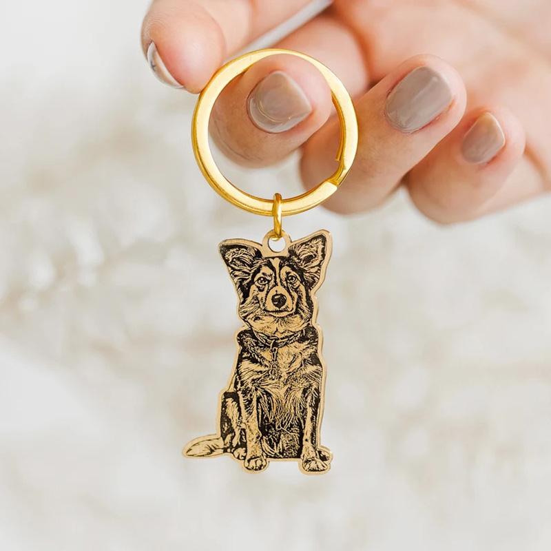 

Customized Pet Photo Keychain Stainless Steel Dog Tag Key ChainBest Gift Personalized Animal Keyring 3cm Round Ring Silver Color
