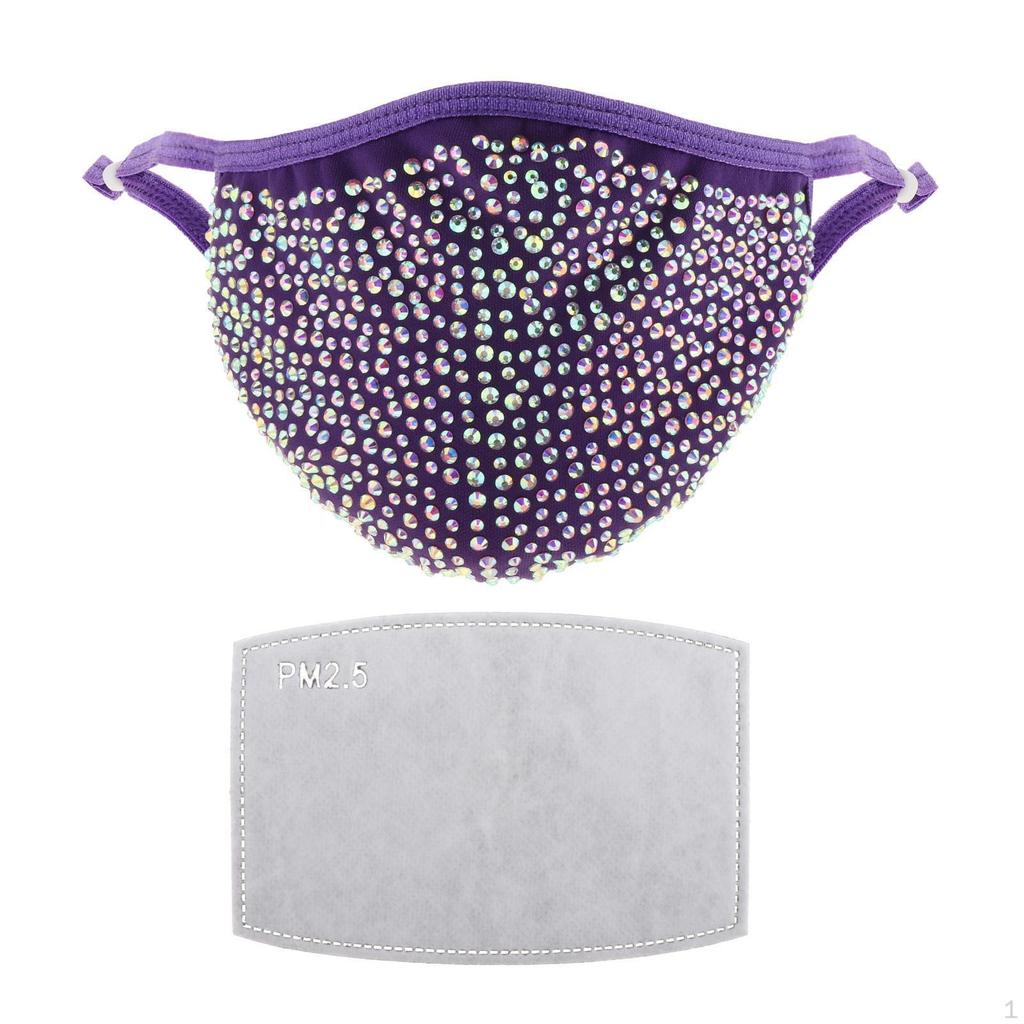 Adult Fashion Cloth Rhinestone Mask Reusable Washable Breathable with Filter