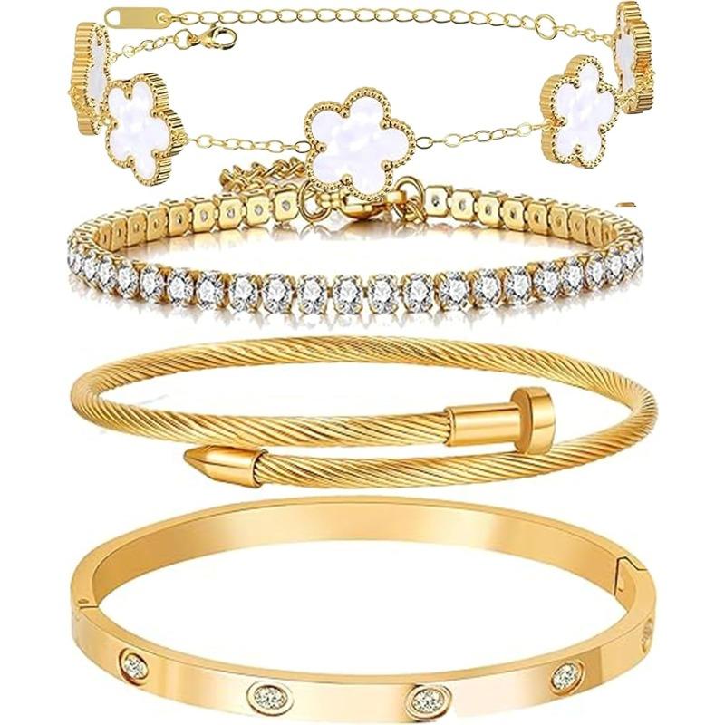 Zircon-studded Multi-layer Stackable and Versatile Women's Bracelet