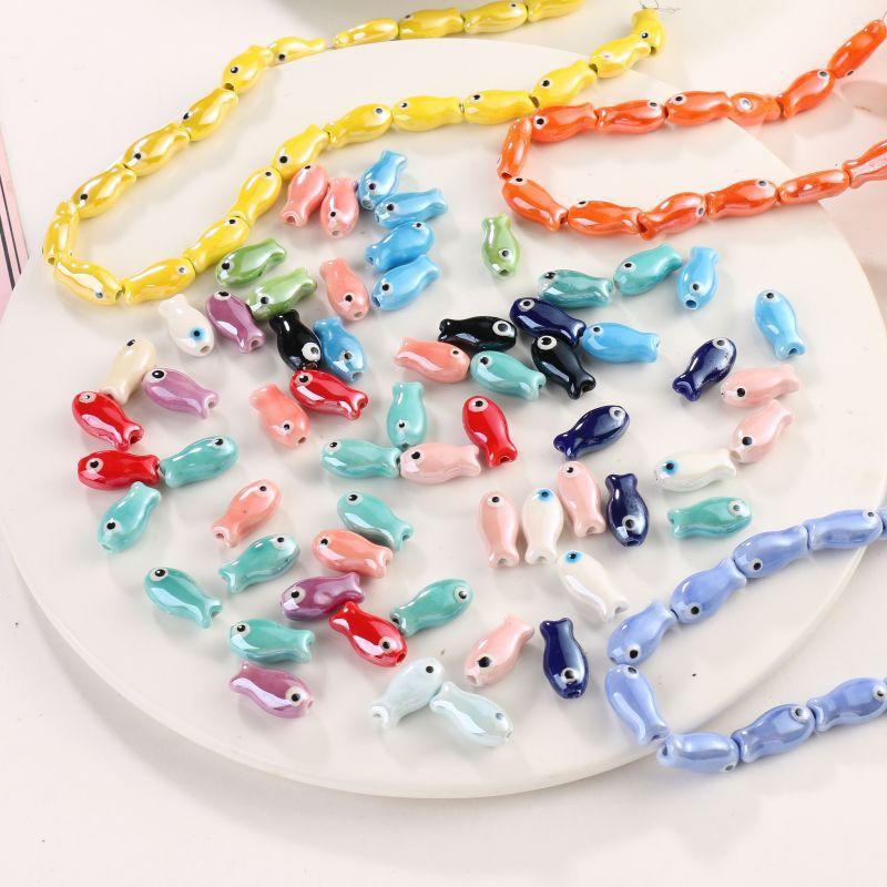 10Pcs Little Fish Ceramic Beads Diy Necklace Earrings Jewelry Accessories Pendants Loose Beads For Crafting