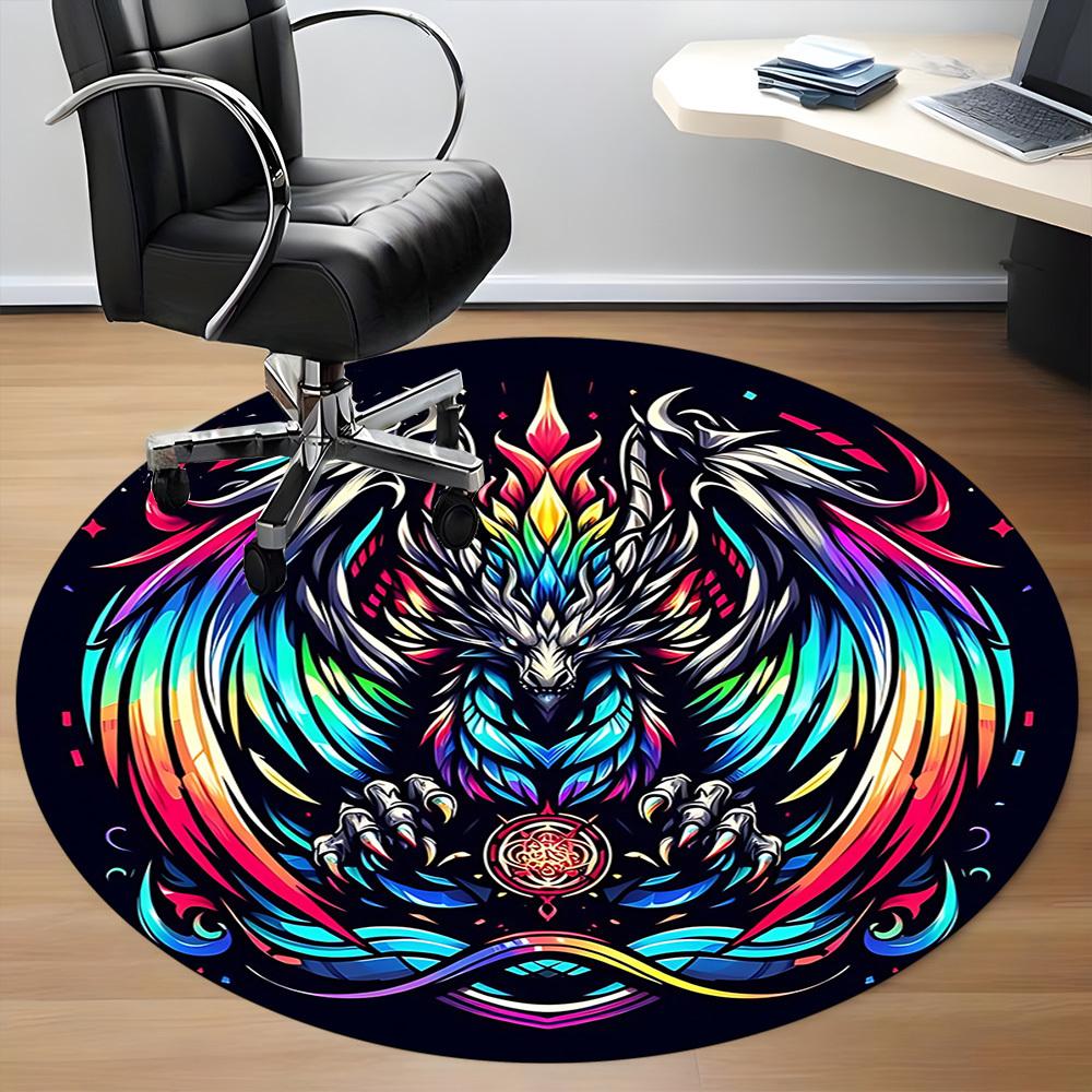 1PC Mythical Dragon Art Office Round Rug, Non slip, Soft and Durable Office Rug for Interior Decoration, Perfect for Office