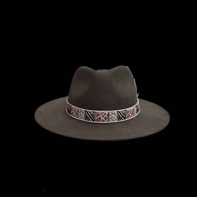 Hot-selling manufacturers fashion wool hat, solid color felt hat, feather decorative felt top hat