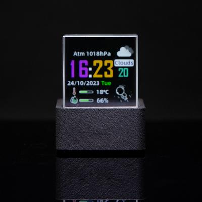 LED Holographic Crystal Cube 3D Photo Display Smart Weather Digital Clock for Desk Car Decoration GIF Animation Photo Album Play
