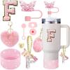 9PCS Accessory Set for Stanley Cup 30oz 40oz Butterfly Straw Cover Cap Silicone Boot Charm Initials Sticker Spill Proof Stopper Cup Holders 5