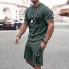 2025  New Men's Summer Leisure Sports Running Set Oversized Men's Refreshing Top Y2K Style Printed 3D Poker Pattern Fashion Set