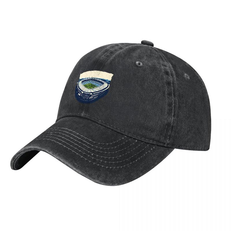 Washed Canvas Baseball Cap with Stadium Logo Embroidery Classic Vintage Style Adjustable Fit for Unisex and Women