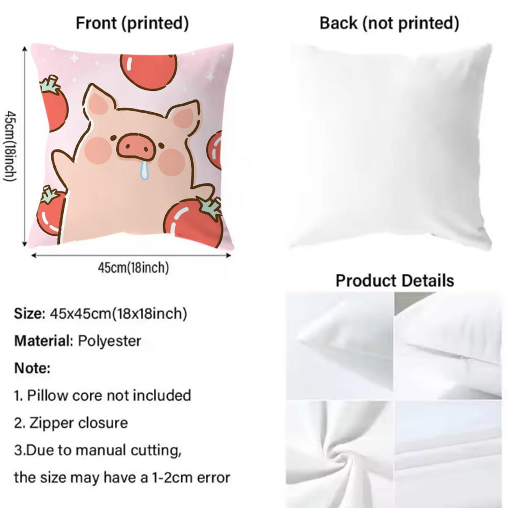 Popular L-Llulu Pig Cushion Cover Soft Washable Pillow Case Multi-Scene For Couch Bed Travel Office Use