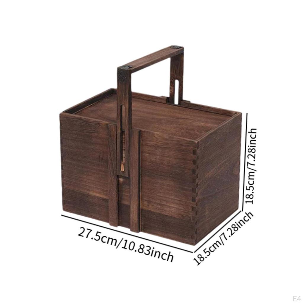 Handheld Wooden Container for Tea And Mooncakes, Ideal Home Living Room Or Office