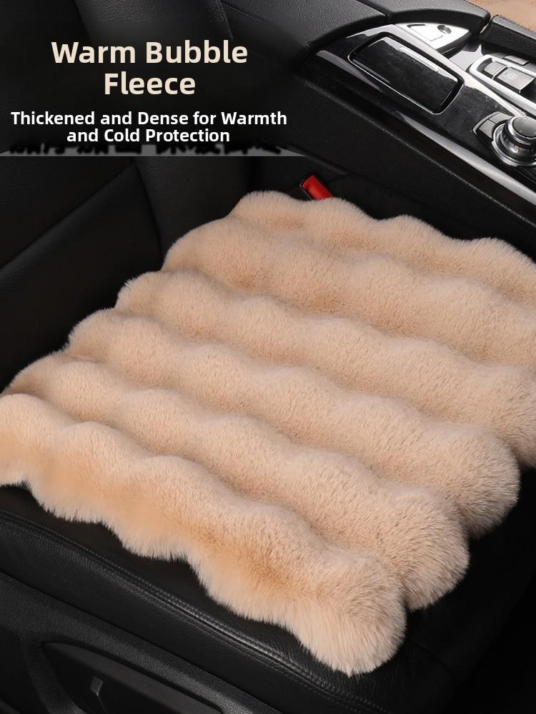 Heated Car Cushion Winter Warm Comfortable Bubble Velvet Simulation Rabbit Fur Car Pad 5 Seats Non-Backrest