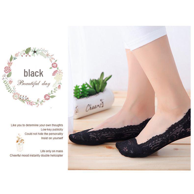 Women's Lace Invisible Non-Slip Boat Socks - Breathable, Thin, Shallow Fit for Summer